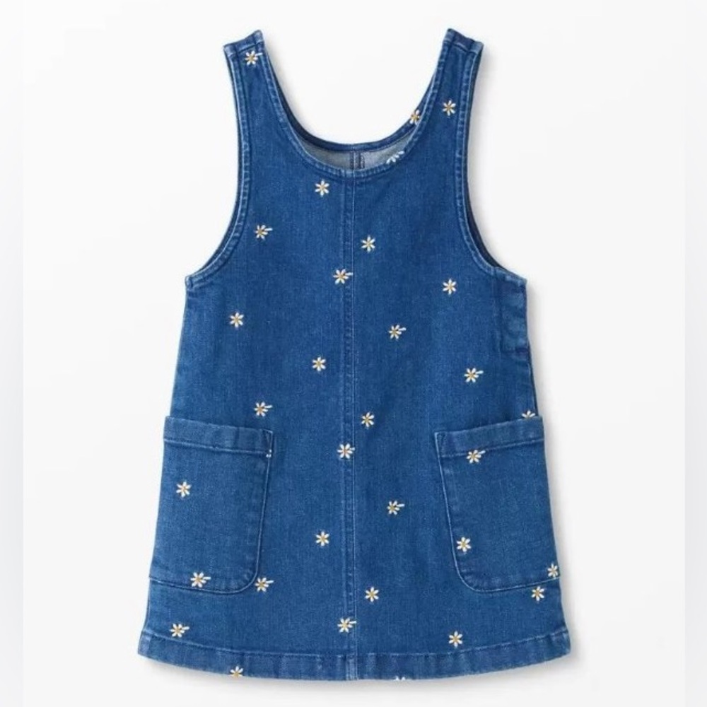 Hanna Andersson Blue Denim Dress with White Floral Accents